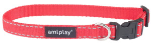 AMIPLAY Obroża regulowana Reflective - Czerwona S (20-35 x 1cm)