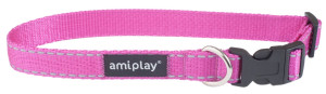 AMIPLAY Obroża regulowana Reflective - Różowa S (20-35 x 1cm)