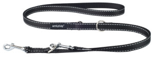 AMIPLAY Smycz regulowana 6 in 1  Reflective 100-200 cm - Czarna S