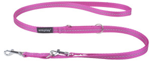 AMIPLAY Smycz regulowana 6 in 1 Reflective 100-200 cm - Różowa S