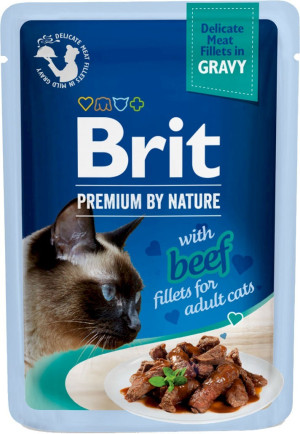 BRIT PREMIUM CAT Beef Gravy Fillets Adult - wołowina w sosie 85g (saszetka)