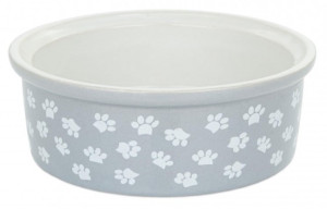 BARRY KING Miska dla psa ceramiczna nadruk łapy 12 cm - szara