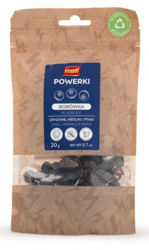VITAPOL Powerki Borówka liofilizowana dla gryzoni, królika oraz ptaków egzotycznych 20g