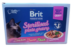 BRIT PREMIUM CAT Sterilised Family Plate Box Gravy saszetki w sosie (12x 85g)