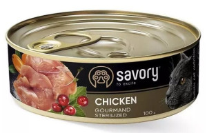 SAVORY Cat Adult Sterilised Chicken 100g (puszka)
