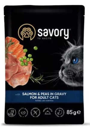 SAVORY Cat Adult Salmon and Peas 85g (saszetka)