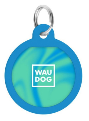 WAUDOG Smart ID metalowa zawieszka z QR-paszportem, wzór niebieski gradient okrągły 30mm