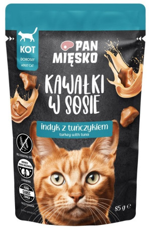 PAN MIĘSKO KOT Kawałki w sosie Indyk z tuńczykiem 85g