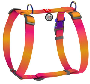 WAUDOG Nylon Recycled szelki anatomiczne w kształcie litery H z QR-paszportem gradient pomarańczowy L