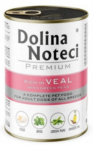 DOLINA NOTECI PIES PREMIUM Cielęcina z zielonym groszkiem 800g