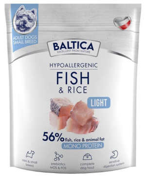 BALTICA NUTRACEUTIC Hypoallergenic Fish and Rice Light dla małych ras 9 kg