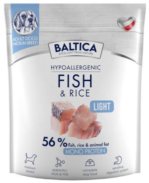 BALTICA NUTRACEUTIC Hypoallergenic Fish and Rice Light dla psów ras średnich 9 kg