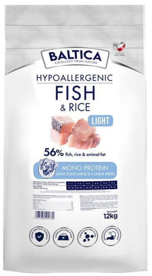 BALTICA NUTRACEUTIC Hypoallergenic Fish and Rice Light dla psów ras dużych 12 kg