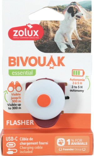 ZOLUX BIVOUAK Świecąca zawieszka na USB do obroży dla psa - czerwona