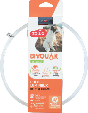 ZOLUX BIVOUAK Świecąca obroża silikonowa LED dla psa - przezroczysta niebieska