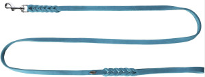 DINGO Smycz skórzana Boutique - Aqua blue 1,2 x 180cm