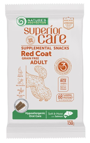 NATURES PROTECTION Superior Red Coat Hypoallergenic Oral Care Grain Free Adult Salmon 150g