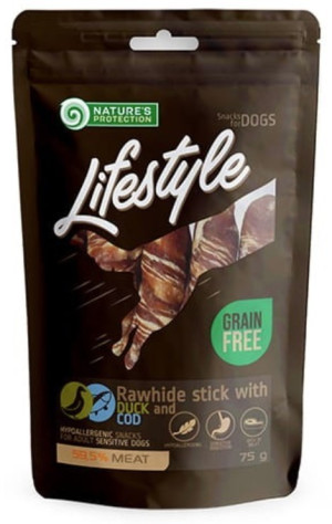 NATURES PROTECTION Lifestyle Snacks Rawhide Stick with Duck and Cod 75g