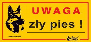 DINGO Tabliczka ostrzegawcza metalowa - "Uwaga zły pies"