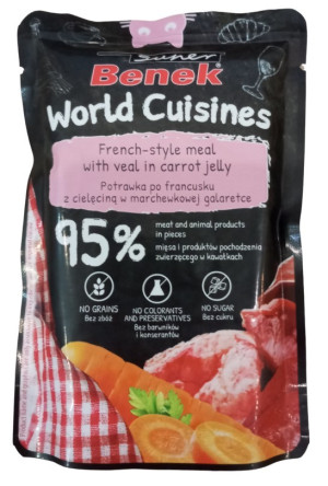 SUPER BENEK World Cuisines Karma dla kotów - cielęcina w marchwekowej galaretce 100g