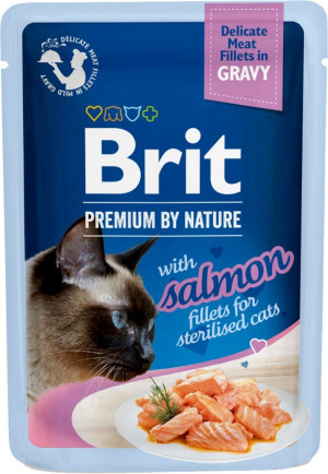 BRIT PREMIUM CAT Sterilized Salmon Gravy Fillets Adult - łosoś w sosie dla kotów sterylizowanych 85g (saszetka)