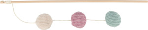 TRIXIE Wędka drewniana z 3 materiałowymi piłkami - 40 cm