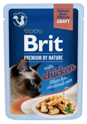 BRIT PREMIUM CAT Sterilised Chicken fillets in gravy 85g (saszetka)