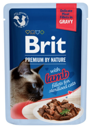 BRIT PREMIUM CAT Sterilised Lamb fillets in gravy 85g (saszetka)