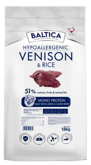 BALTICA NUTRACEUTIC Hypoallergenic Venison and Rice L/XL 12kg