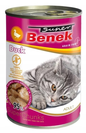 SUPER BENEK Bezzbożowe Kąski w Sosie z Kaczką 415g