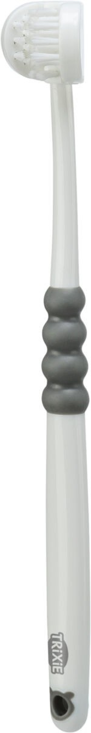 TRIXIE Trójstronna szczoteczka do zębów dla psa/kota 18 cm - biało/szara
