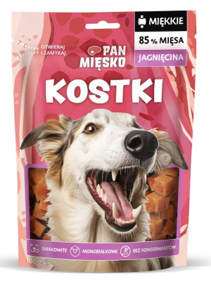 PAN MIĘSKO Przysmak dla psa Kostki Jagnięcina 100g