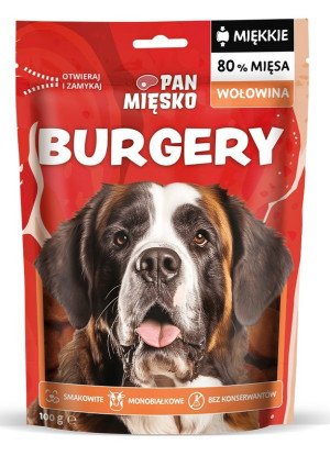 PAN MIĘSKO Przysmak dla psa Burgery Wołowina 100g