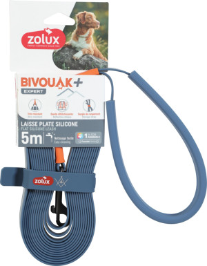 ZOLUX Smycz płaska dla psa silikonowa BIVOUAK - niebieska 5 m