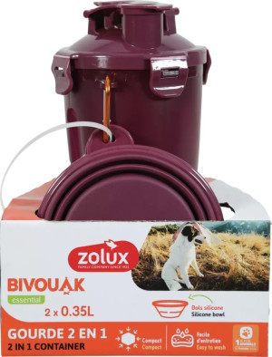 ZOLUX Bidon 2w1 dla psa BIVOUAK 2x350 ml - czerwony