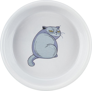 TRIXIE Ceramiczna miska dla kota 0,25l / 13 cm - szara z nadrukiem kota