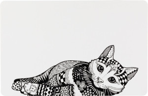 TRIXIE Podkładka pod miski dla kota Zentangle 44 x 28cm - biało/czarna