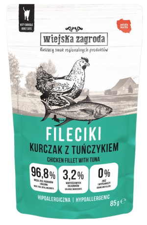 WIEJSKA ZAGRODA KOT Fileciki Kurczak z tuńczykiem 85g (saszetka)