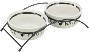 TRIXIE Miski ceramiczne na stojaku - biało/czarne 2x 1,6L