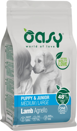 OASY Pies Puppy and Junior M/L - Jagnięcina 2,5 kg