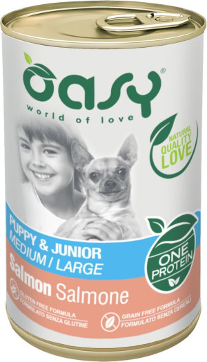 OASY Pies Puppy and Junior M/L - Łosoś 400g (puszka)