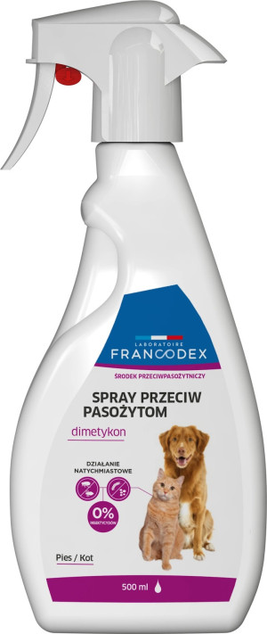 FRANCODEX Spray z dimetykonem dla psa i kota przeciw pasożytom 500 ml