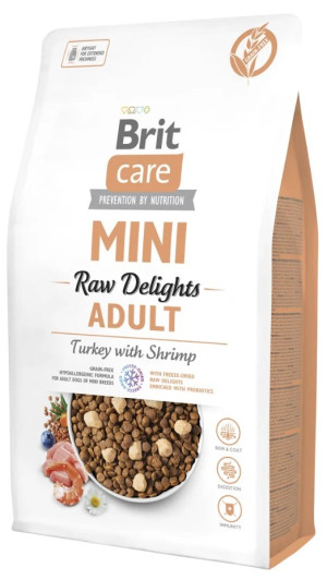 BRIT CARE Mini Grain Free Dog Raw Delights Turkey with Shrimp 2 kg