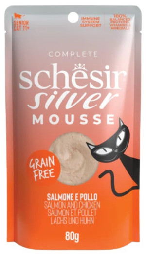 SCHESIR CAT Senior Silver Mousse Salmon and chicken 80g (saszetka)
