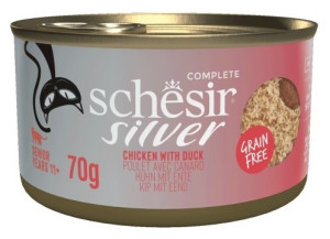 SCHESIR CAT Senior Silver Chicken with duck in broth 70g (puszka)