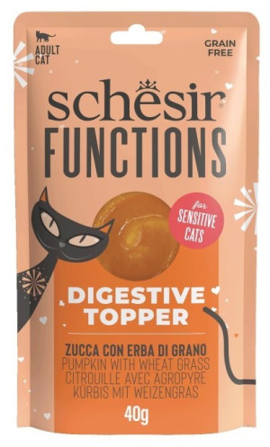 SCHESIR CAT Functions Digestve Topper pumpkin with wheat grass 40g (saszetka)