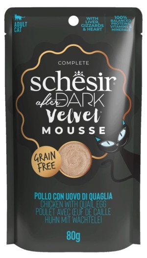 SCHESIR CAT After Dark Velvet Mousse Chicken with Quail Egg 80g (saszetka)