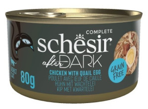 SCHESIR CAT After Dark Chicken with quail egg in broth 80g (puszka)