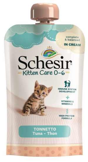SCHESIR CAT Kitten Care 0-6 Tuna in cream 150g (tubka)