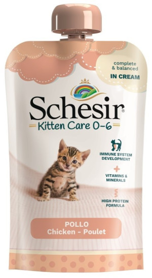 SCHESIR CAT Kitten Care 0-6 Chicken in cream 150g (tubka)
